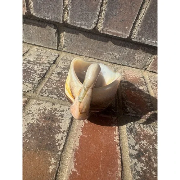 Vintage L.E. Smith Glass Caramel Slag Glass Swan Shaped Open Dish - Picture 2 of 5